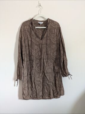 fresh produce Long Sleeve Brown Floral Tunic Dress
